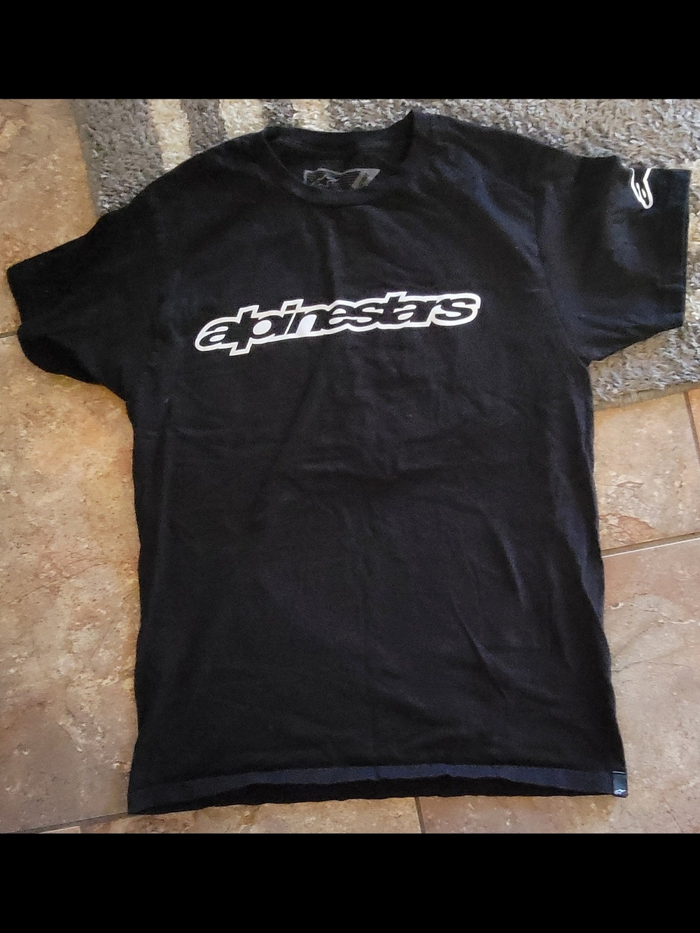 Alpinestars Black Short Sleeve Logo Tee with White Script